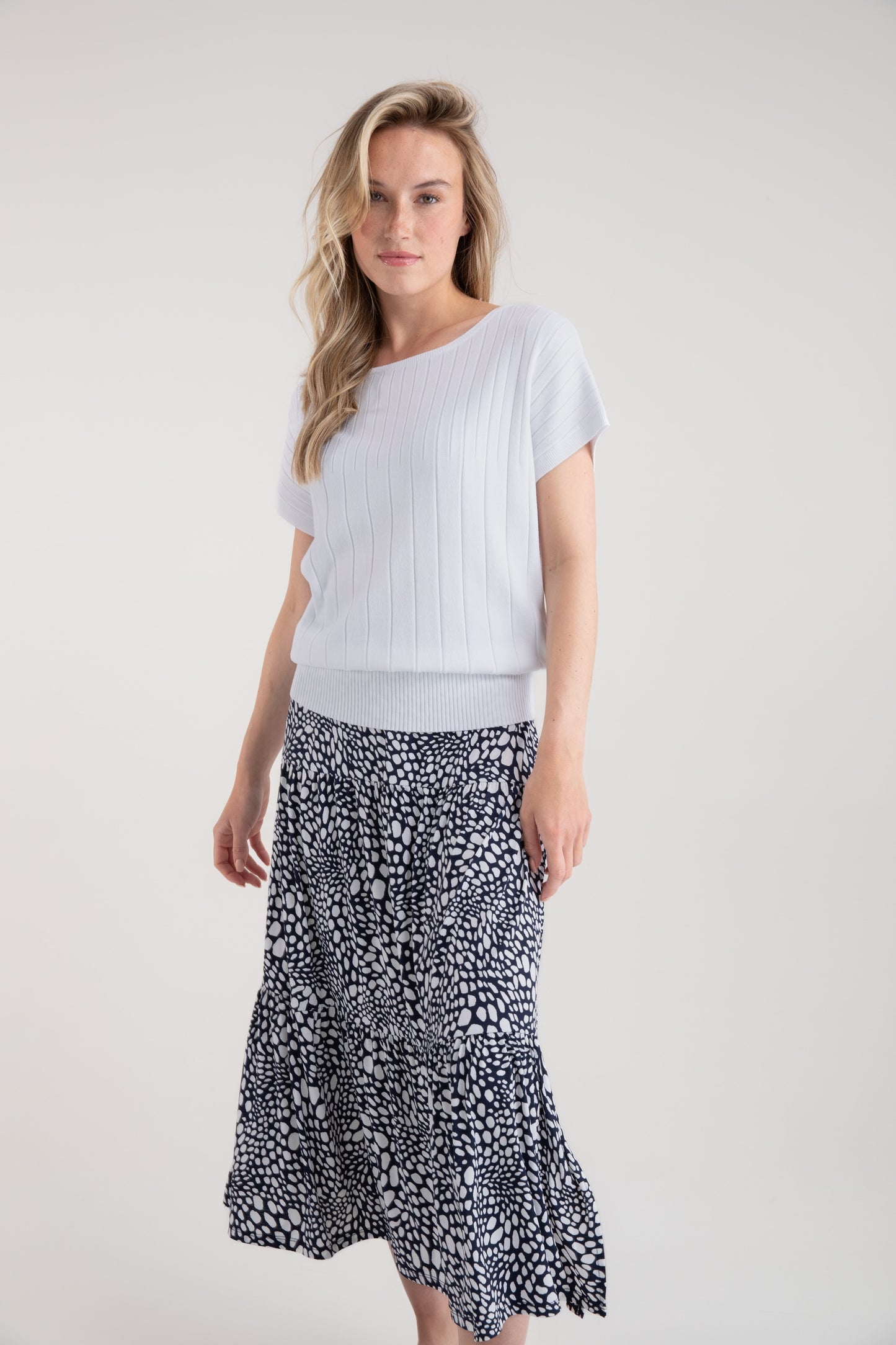 Marble Short Sleeve Knit Top