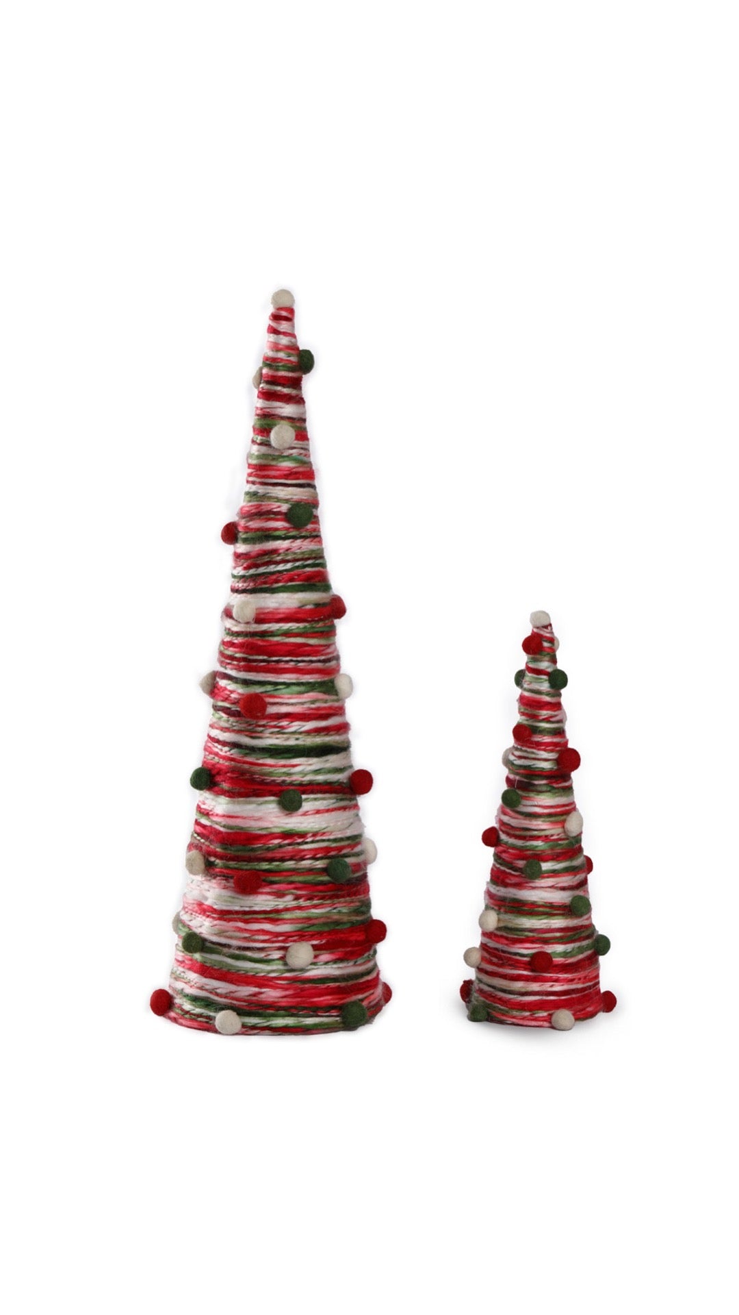Chunky Yarn Tree with Pom-pom - Set Of 2