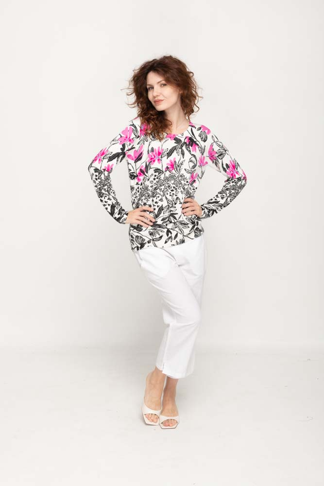 Floral Long Sleeve Knit Top