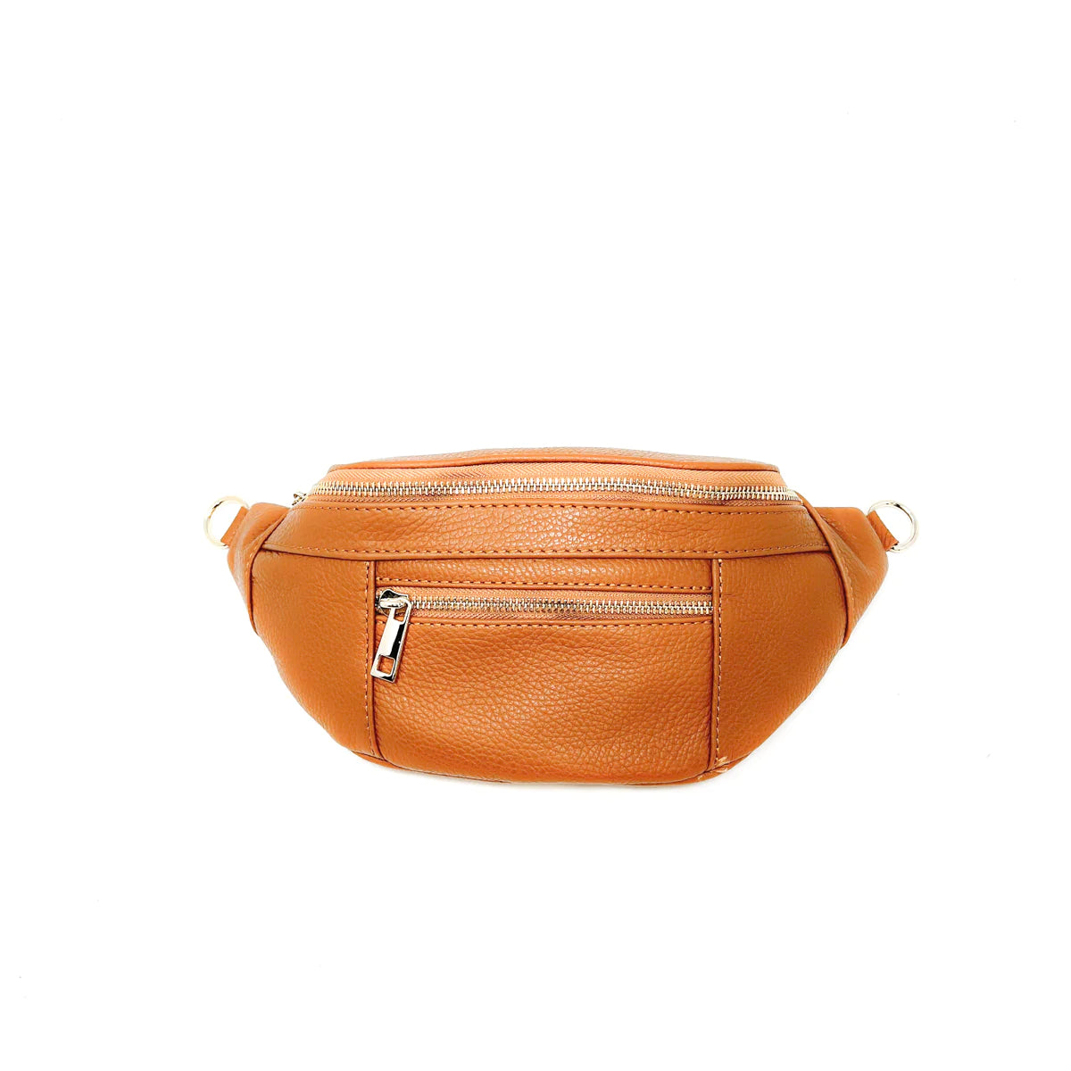 Leather Fanny Pack at KADOU Boutique in Camel color. Free Shipping.