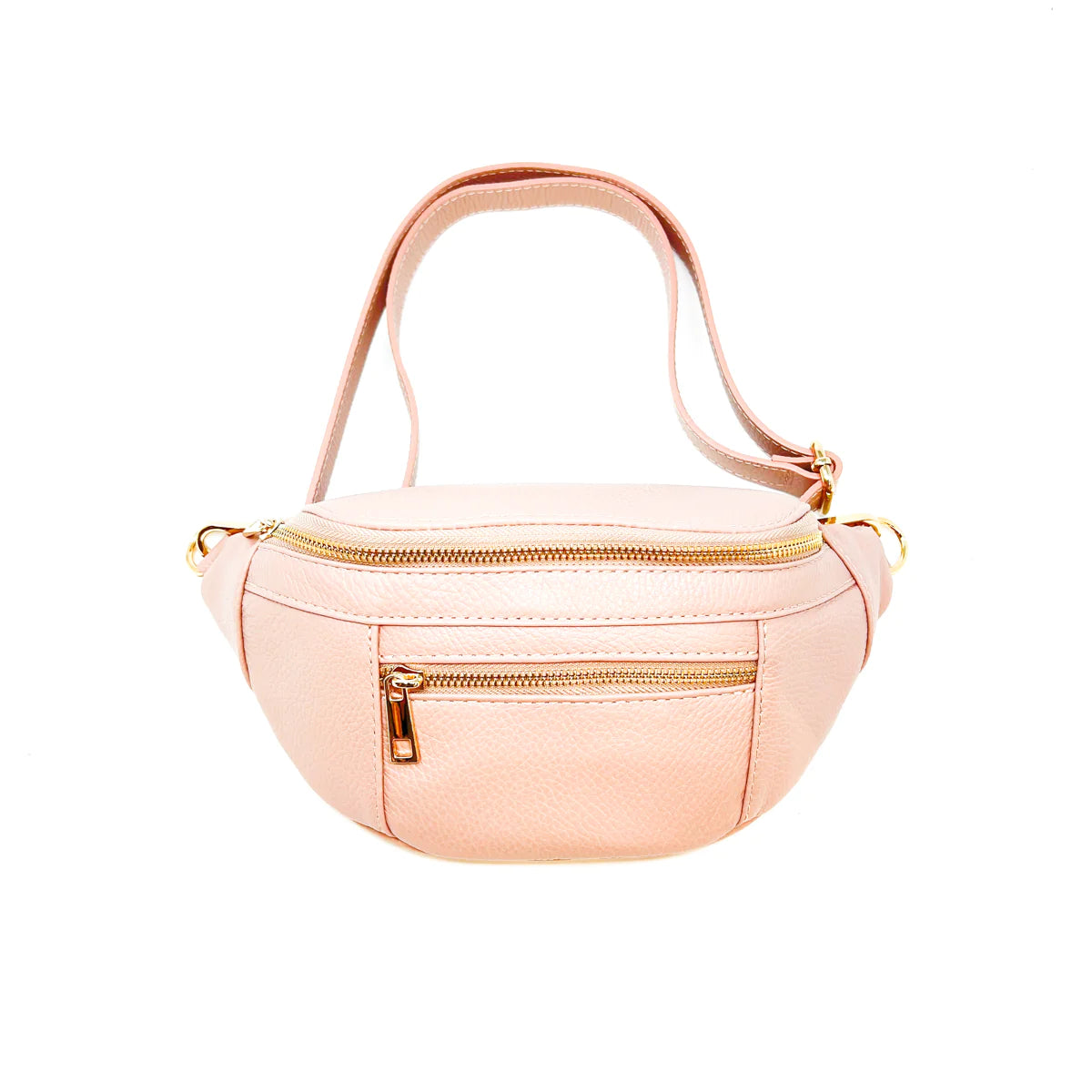 Leather Fanny Pack in Nude Pink color.