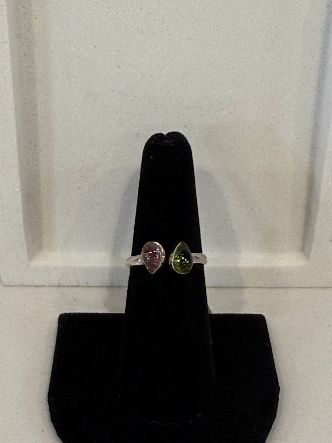Handcrafted Double Tourmaline Stone Adjustable Ring