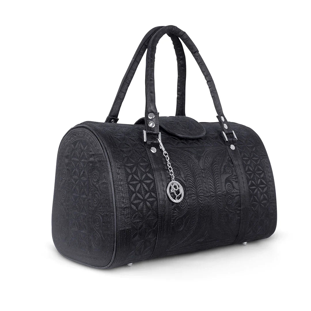 Mini Weekender Bag - Kala in black color. Side view.