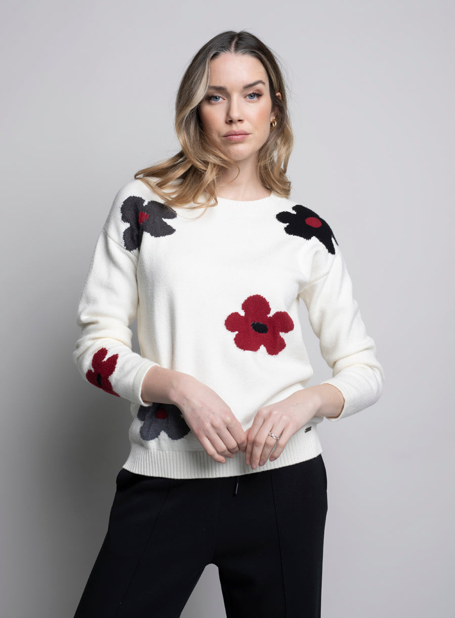 Off White Floral Sweater