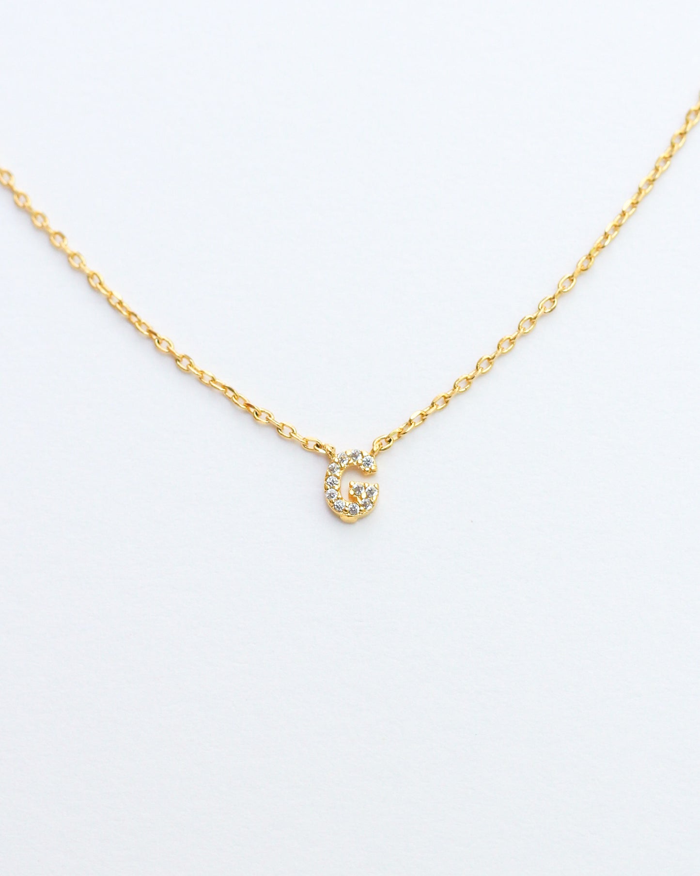 Mini Pave Initial Necklace - Letter G.