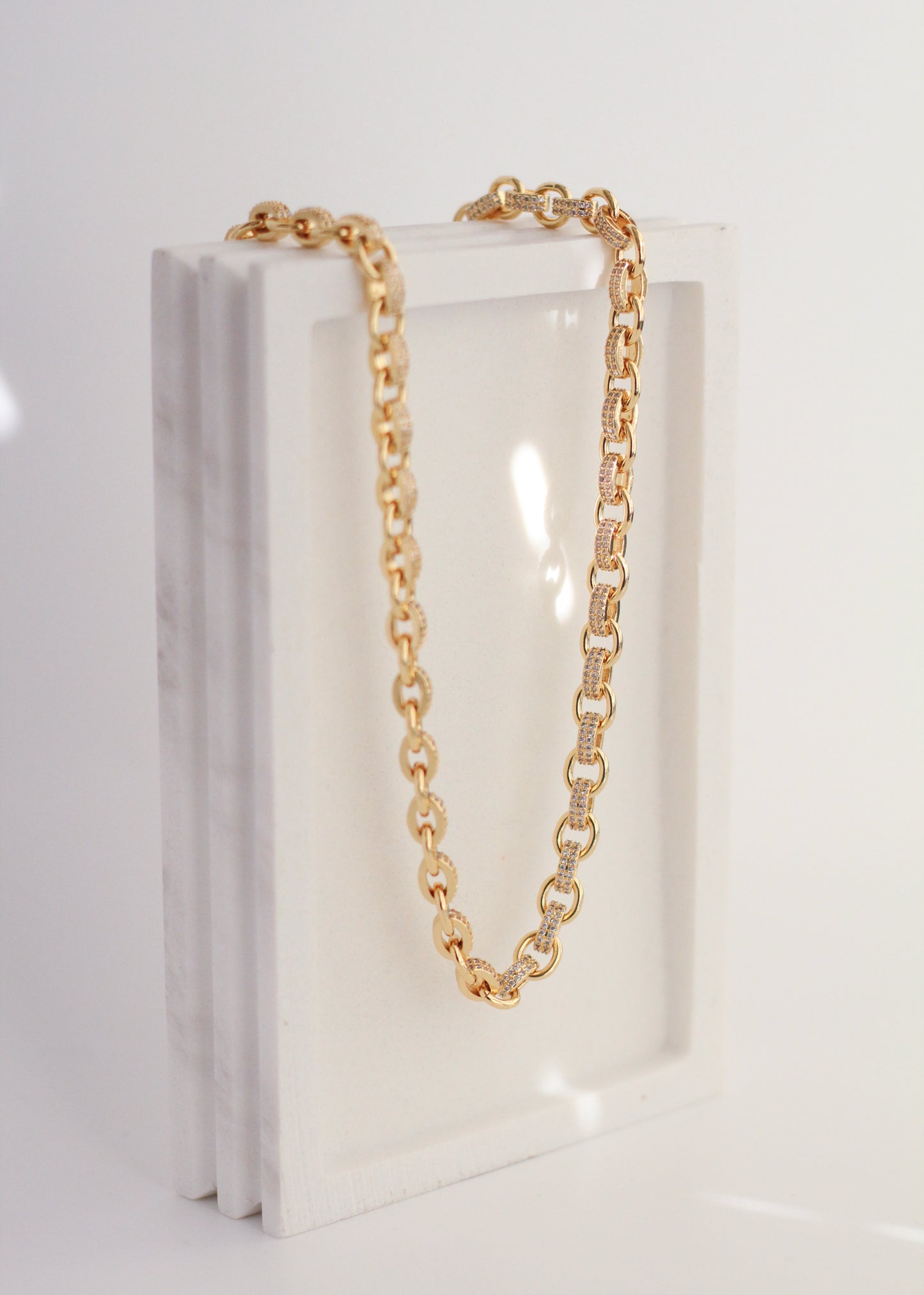 18K Gold Pave Chain Link Necklace