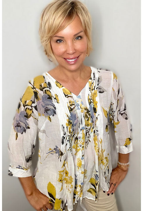 Celine Mustard Flower Blouse