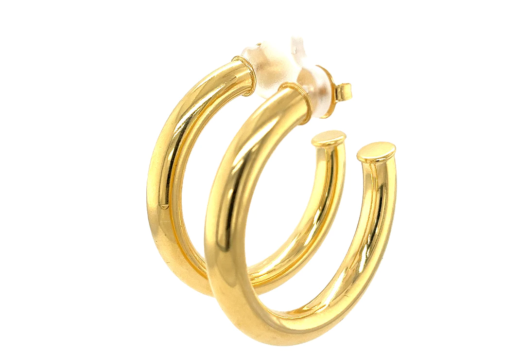 Large Gold Electroplated Hoop Earrings