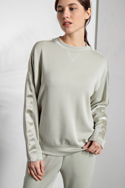 Modal Crewneck with Satin Side Detail