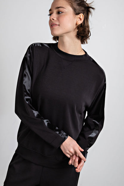 Modal Crewneck with Satin Side Detail