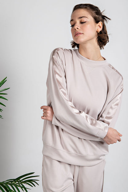 Modal Crewneck with Satin Side Detail