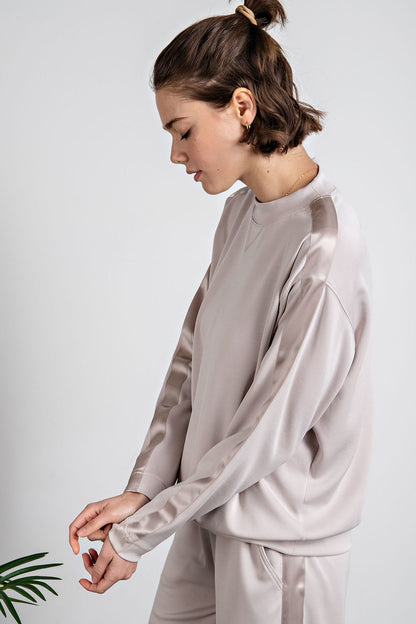 Modal Crewneck with Satin Side Detail