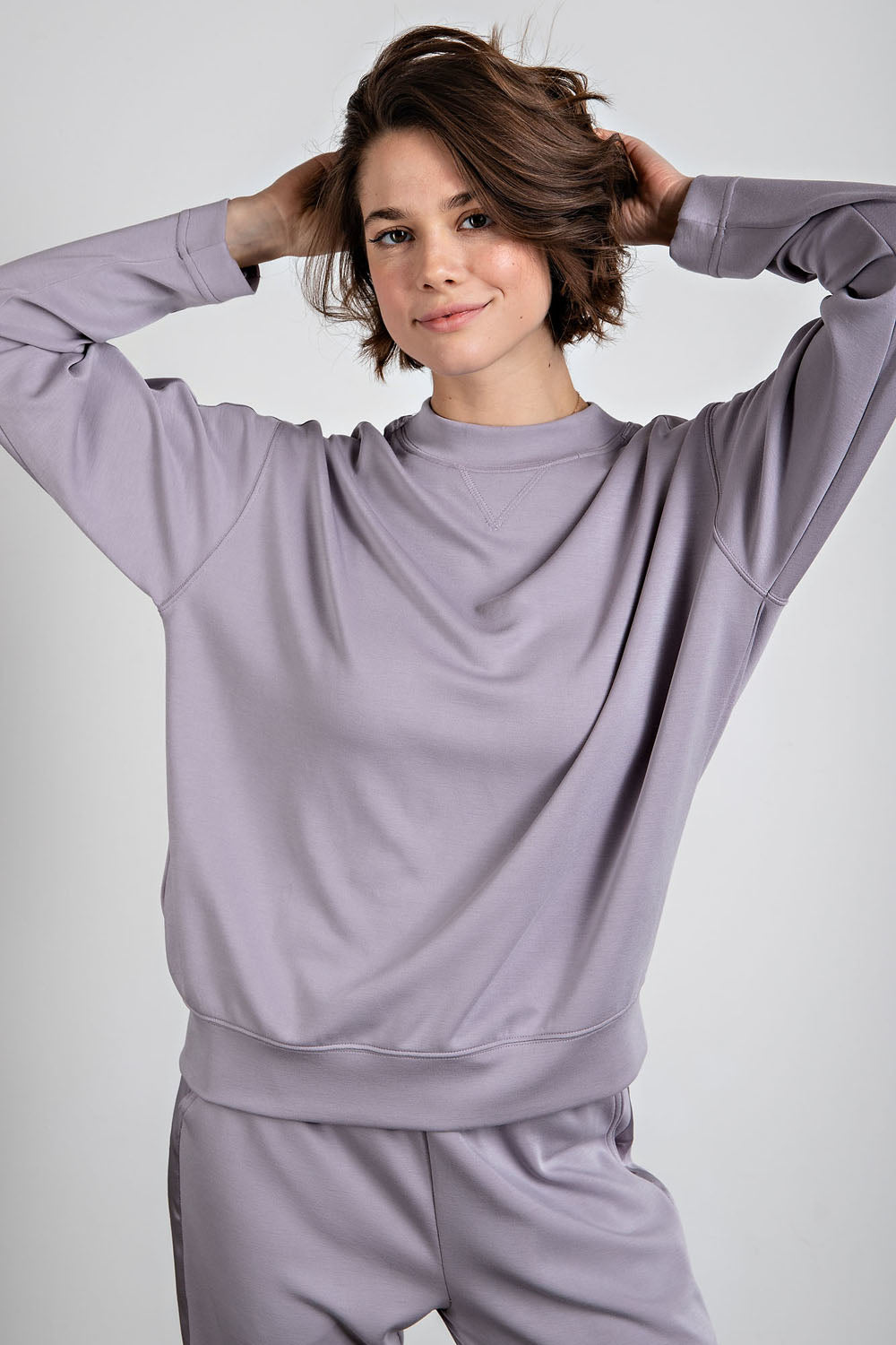 Modal Crewneck with Satin Side Detail