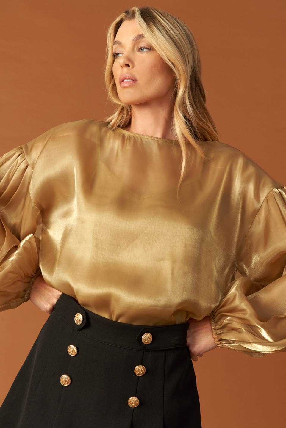 Drop Shoulder Bronze Blouse