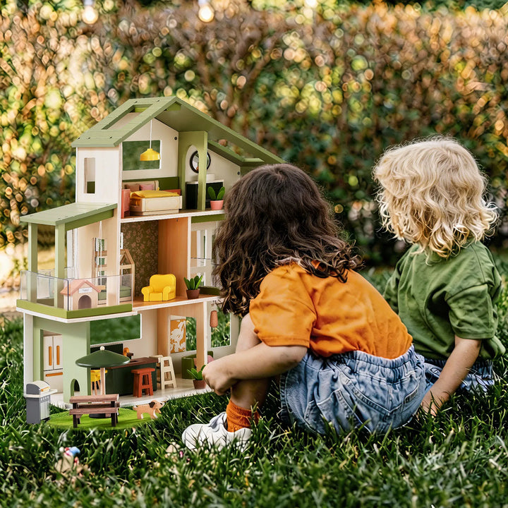 Tiny Land® Sweetwood Edge Dollhouse - Green &amp; Pink