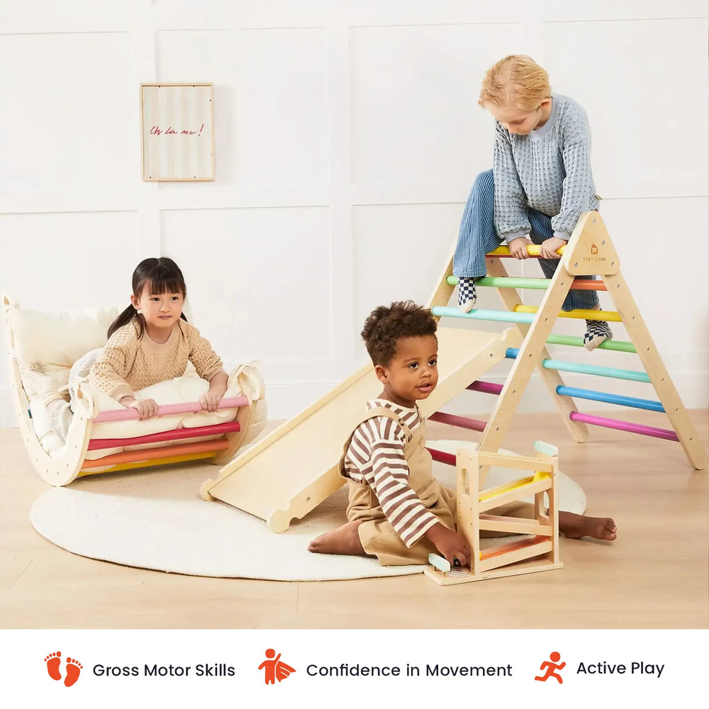Tiny Land® 7-In-1 Rainbow Climbing Set with Play Pad from KADOU Boutique