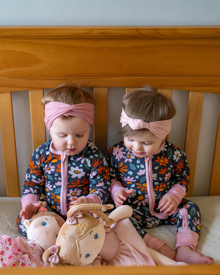 Navy wildflower bamboo zippy