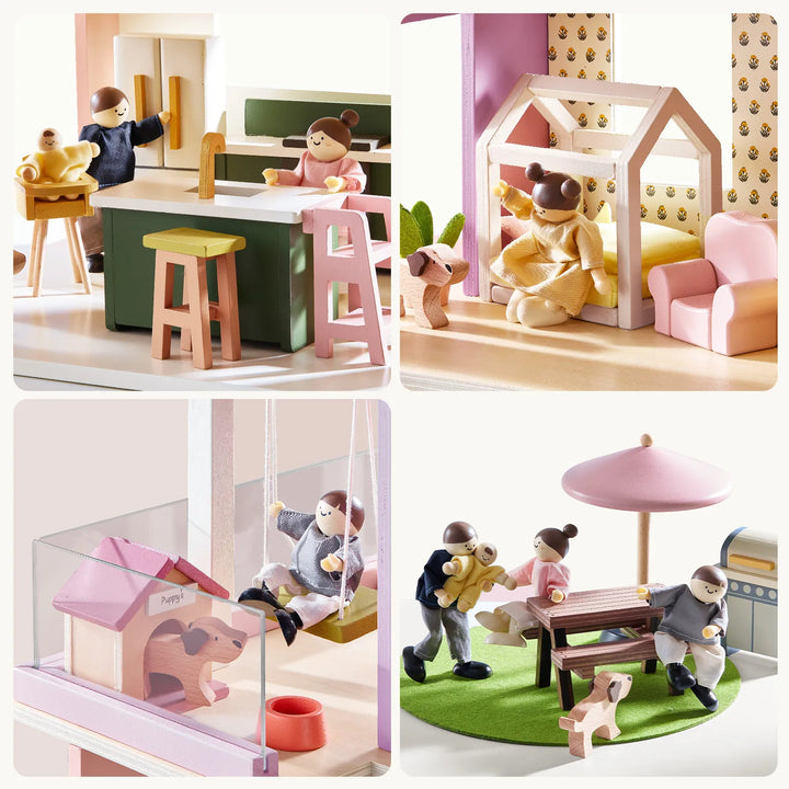 Tiny Land® Sweetwood Edge Dollhouse - Green &amp; Pink
