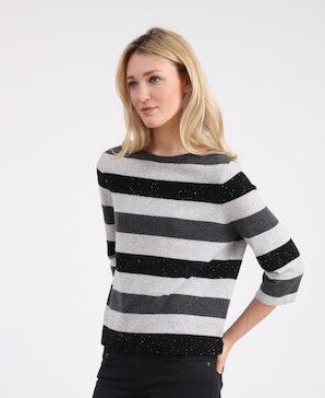 Cashmere Striped Boatneck 