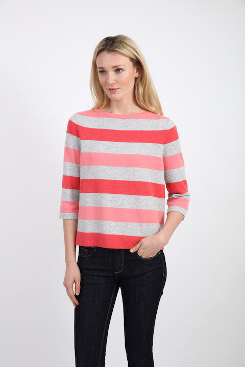 Cashmere Striped Boatneck 