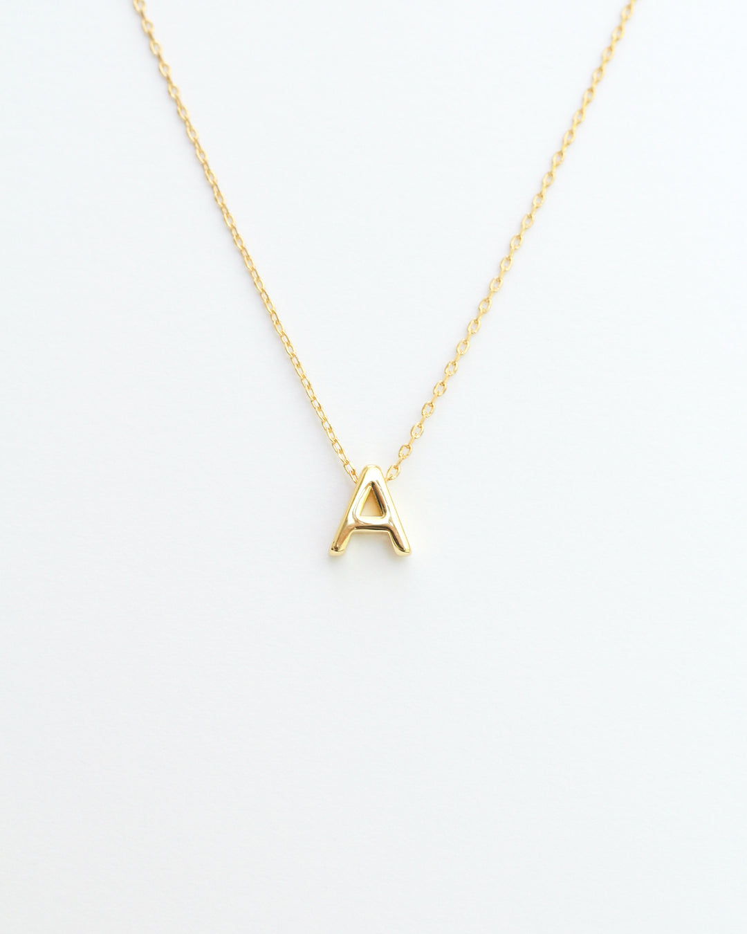 Gold Initial Letter Block Necklace: Letter A