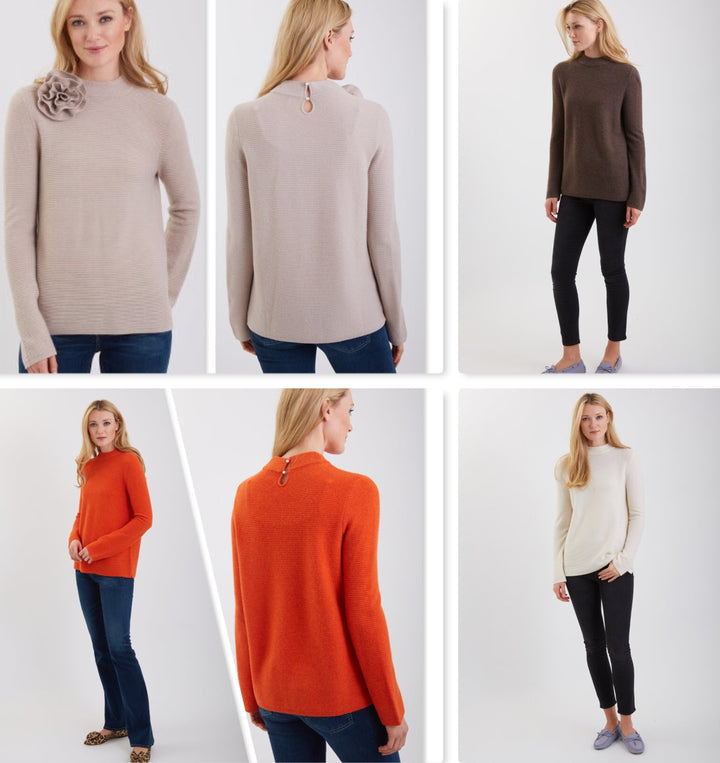 Cashmere Link Stitch Mock Neck 