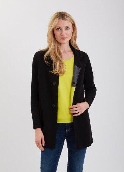 Reversible Pima Cotton Ribbed Collar &amp; Cuffs Coat   