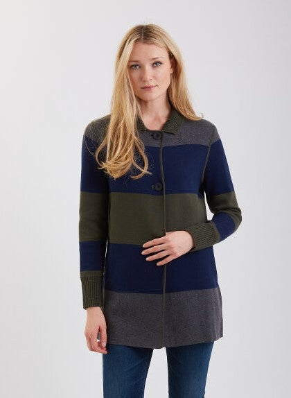 Reversible Pima Cotton Ribbed Collar &amp; Cuffs Coat   