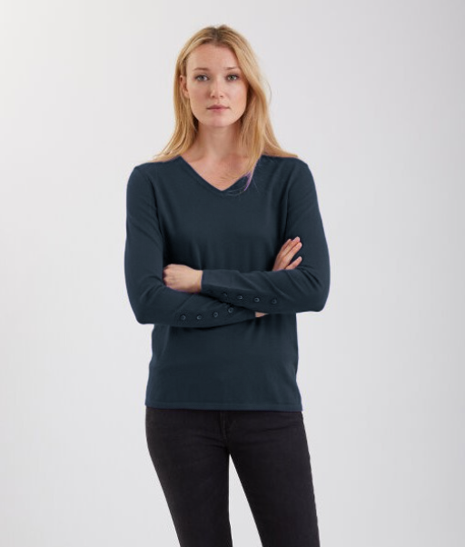 V Neck with Button Cuffs 