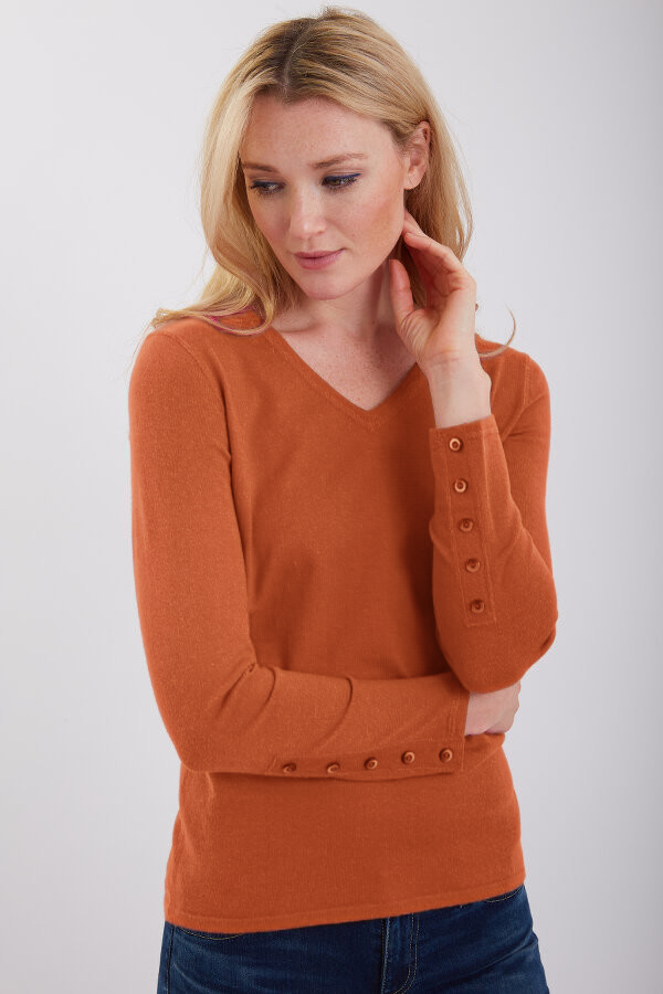 V Neck with Button Cuffs 