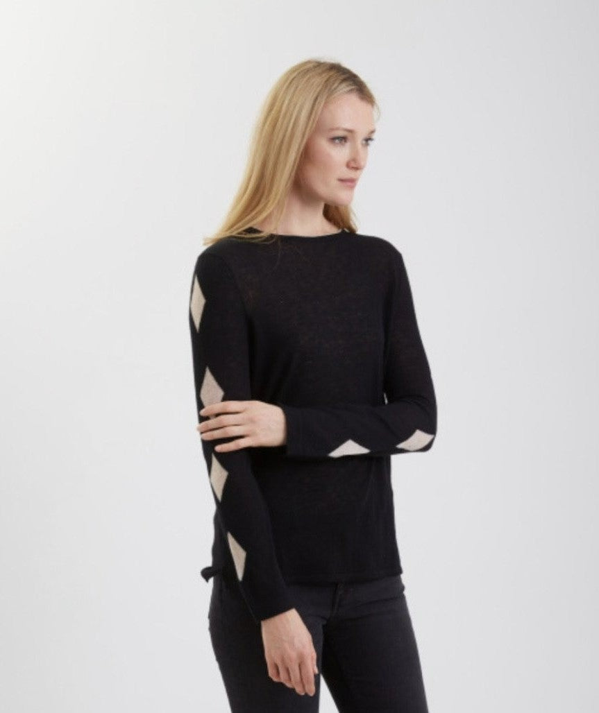 Cashmere Sweater Diamond Intarsia Sleeves 