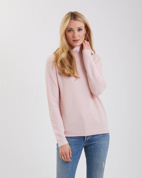 Cashmere Waffle Stitch Funnel Neck 