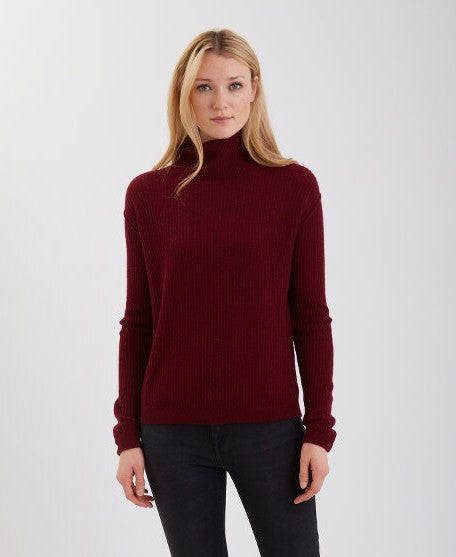 Cashmere Waffle Stitch Funnel Neck 