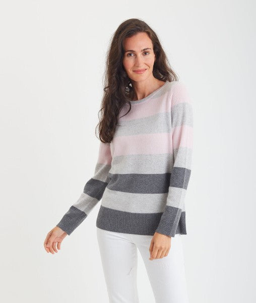 Cashmere Striped Crew Neck 