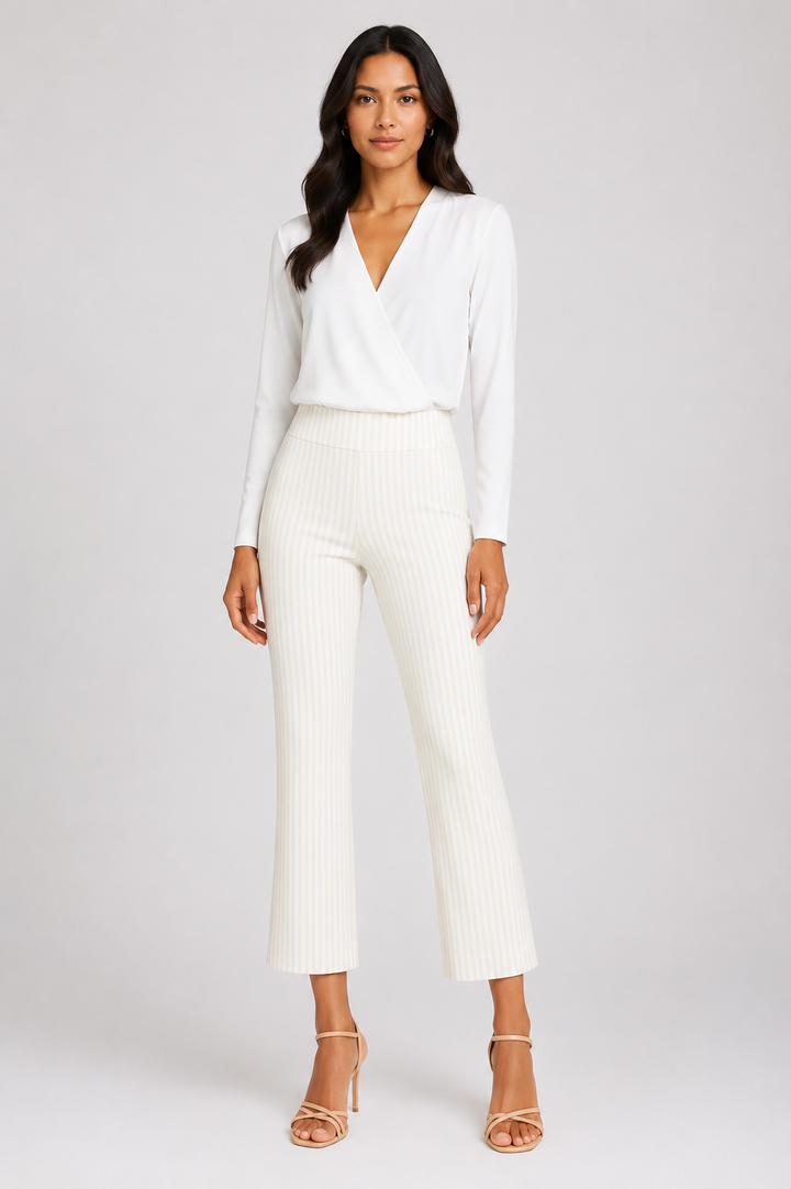 Krazy Larry P600 Pull On Wide Ankle Pant - Stone from KADOU Boutique