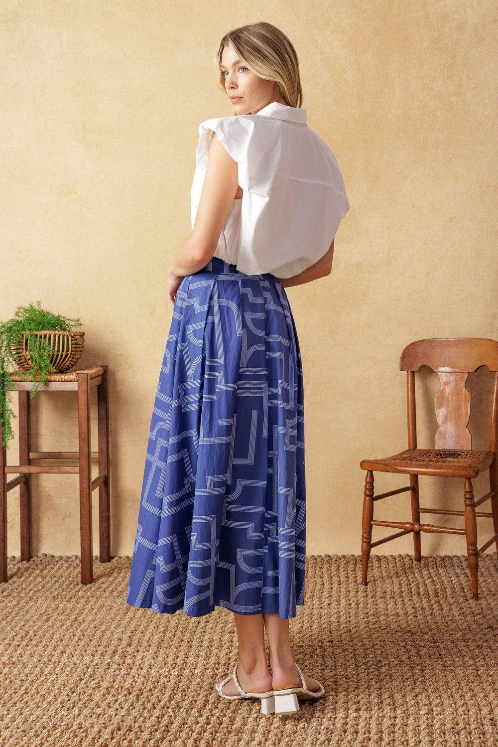 Leaves of Tomorrow Woven Midi Skirt from KADOU Boutique