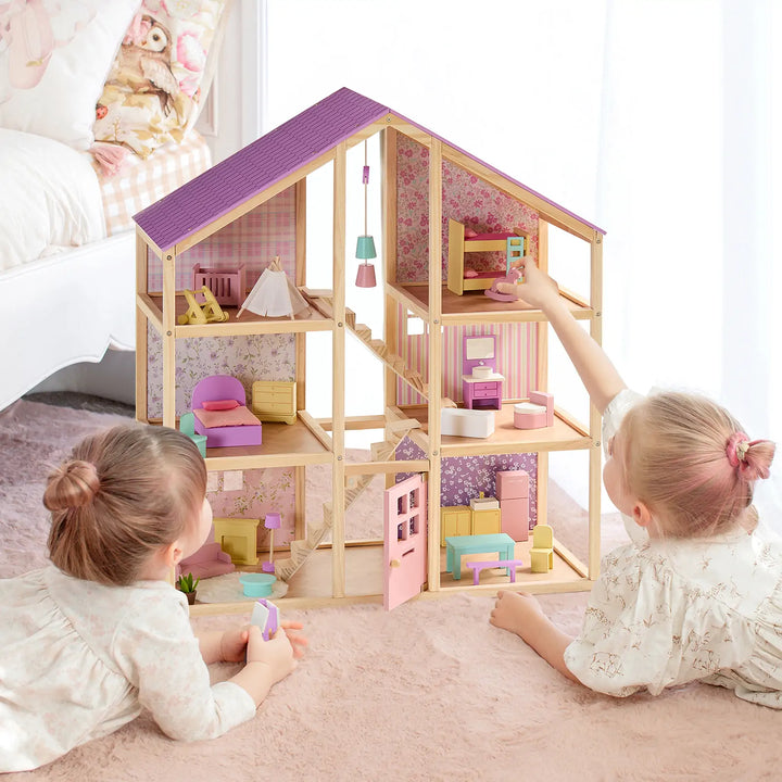 Tiny Land® Sweetwood Unicorn Dollhouse &amp; Wooden Dollhouse Dolls