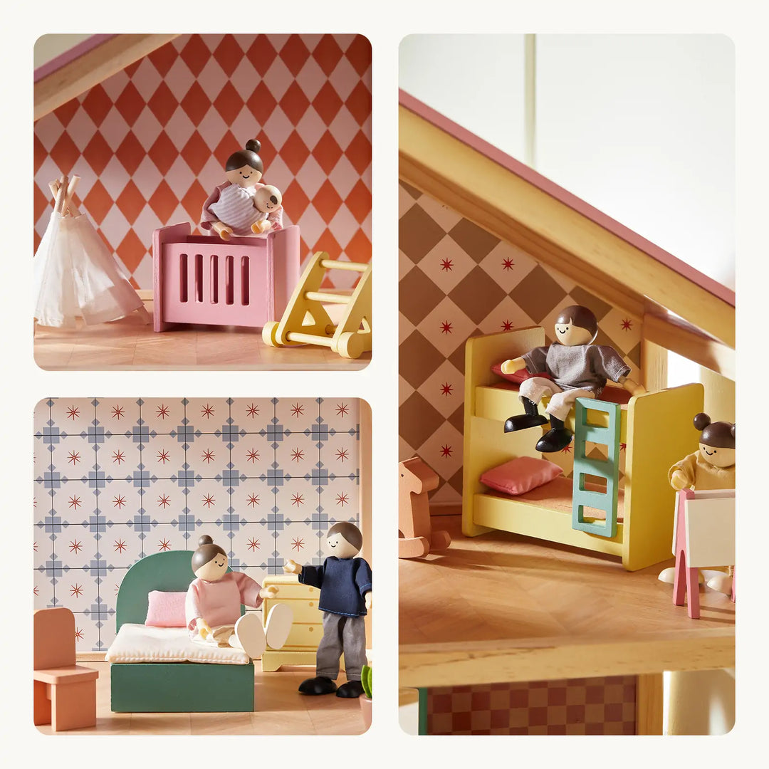 Tiny Land® Sweetwood Pegasus Dollhouse &amp; Wooden Dollhouse Dolls