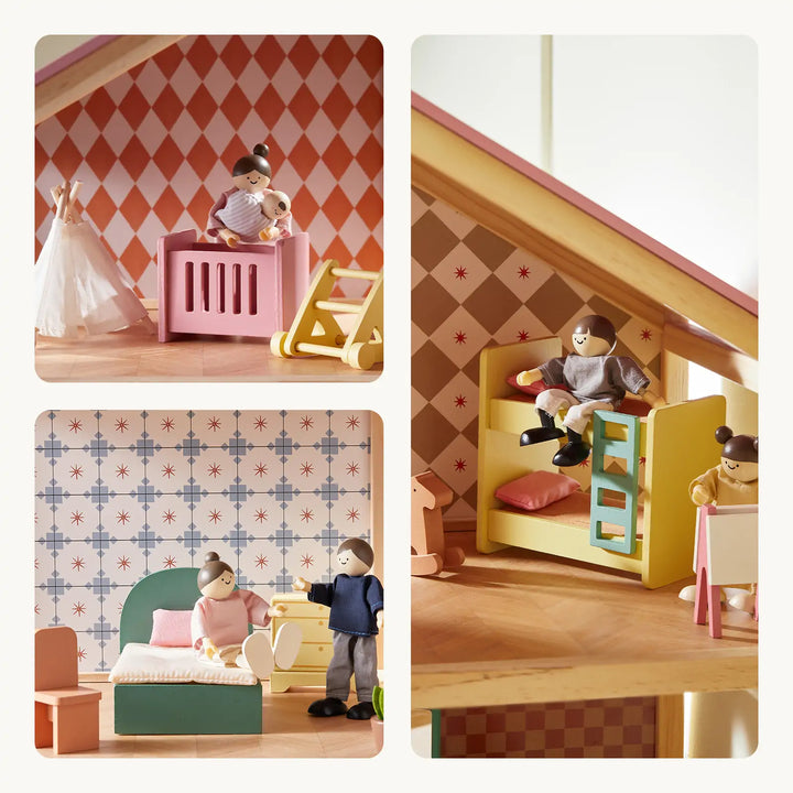 Tiny Land® Sweetwood Pegasus Dollhouse &amp; Wooden Dollhouse Dolls