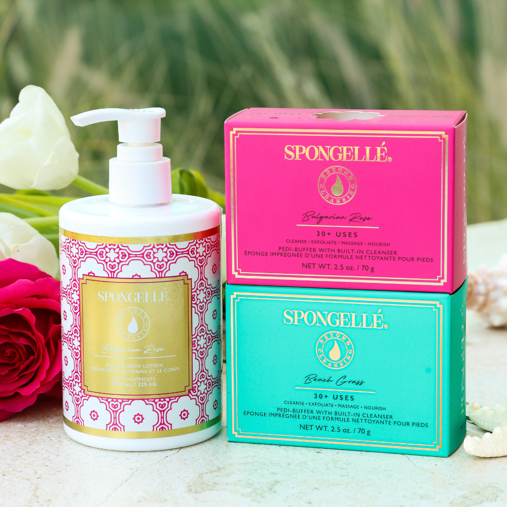 Beach Grass &amp; Bulgarian Rose Pedi Buffer and Body Lotion Set from KADOU Boutique