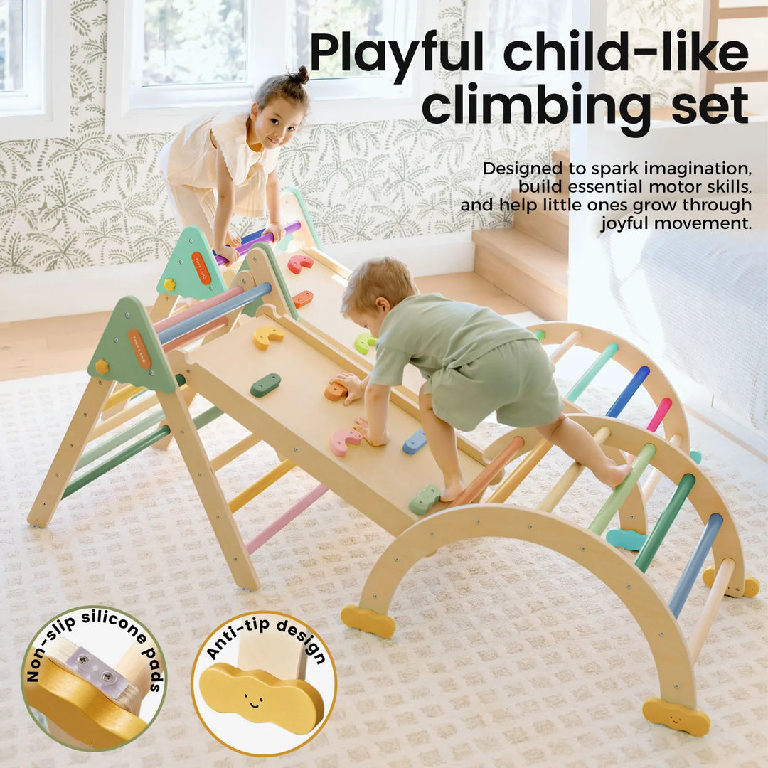 Tiny Land® 7-In-1 Morandi Pikler Triangle Set from KADOU Boutique