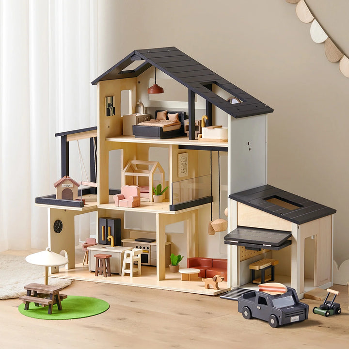 Tiny Land® Sweetwood Edge Dollhouse &amp; Wooden Dollhouse Garage