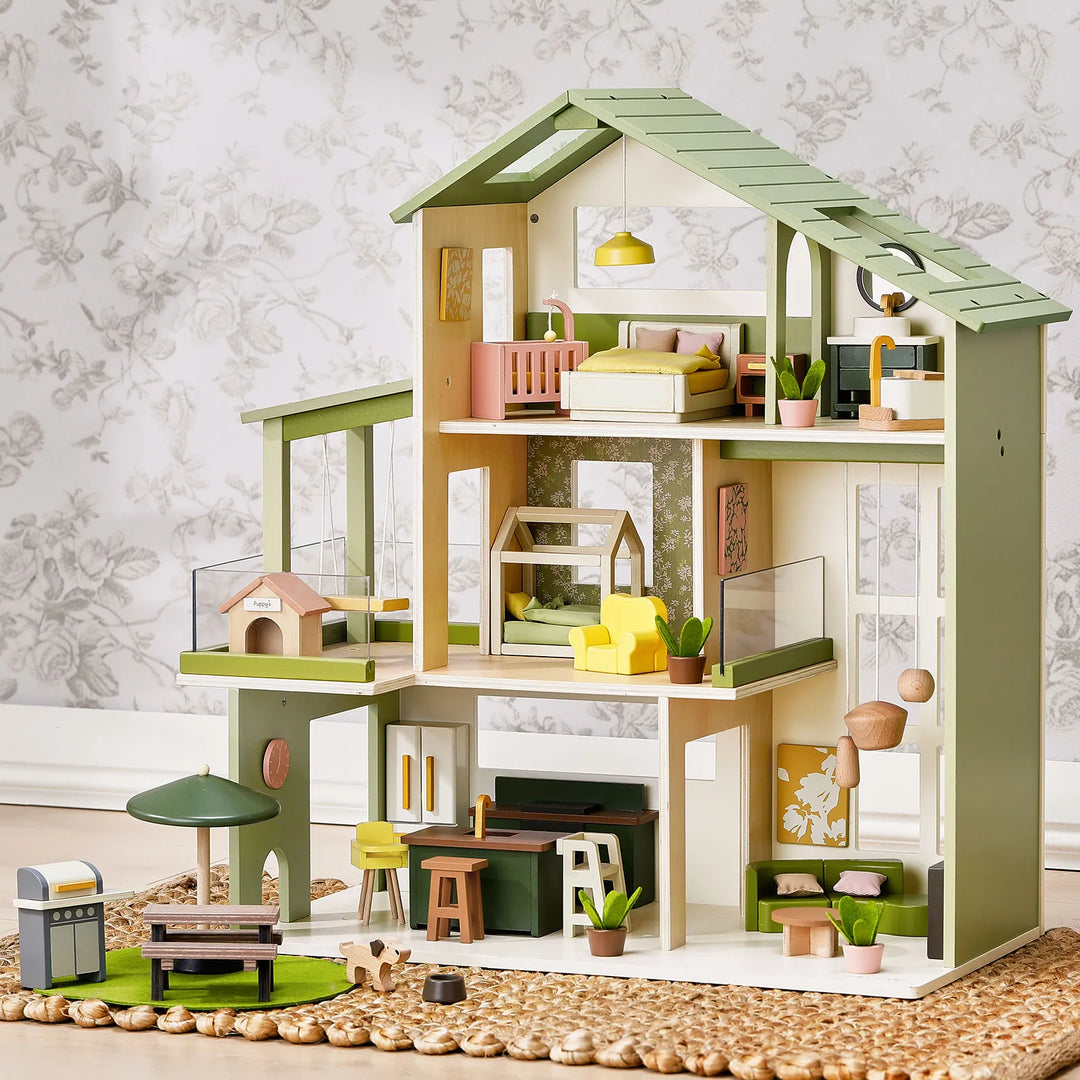 Tiny Land® Sweetwood Edge Dollhouse - Green &amp; Pink