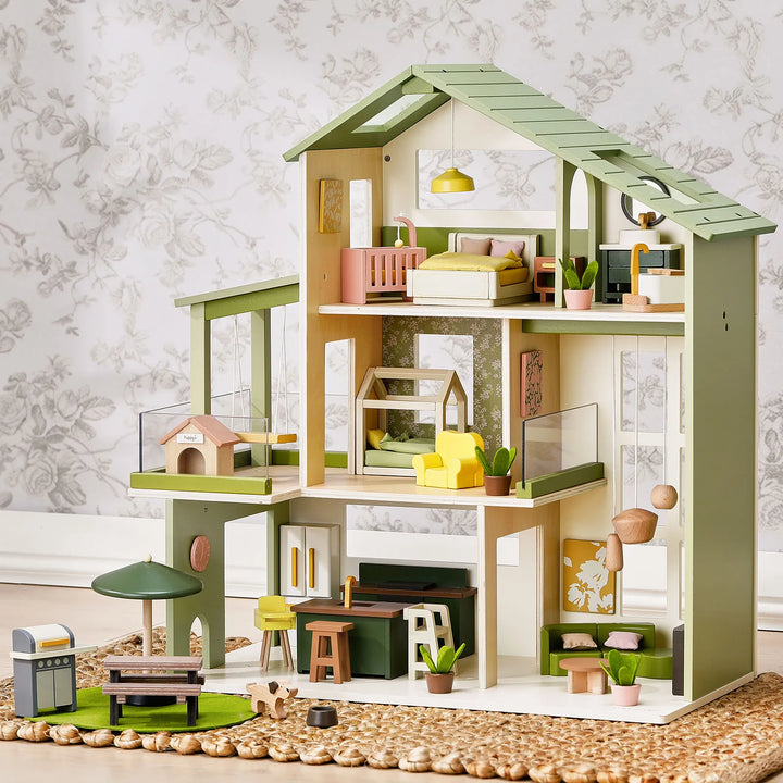 Tiny Land® Sweetwood Edge Dollhouse - Green &amp; Pink