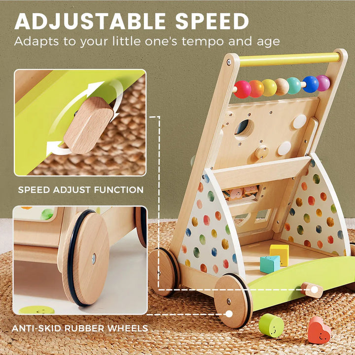 Tiny Land® Premium Natural Wooden Activity Walker