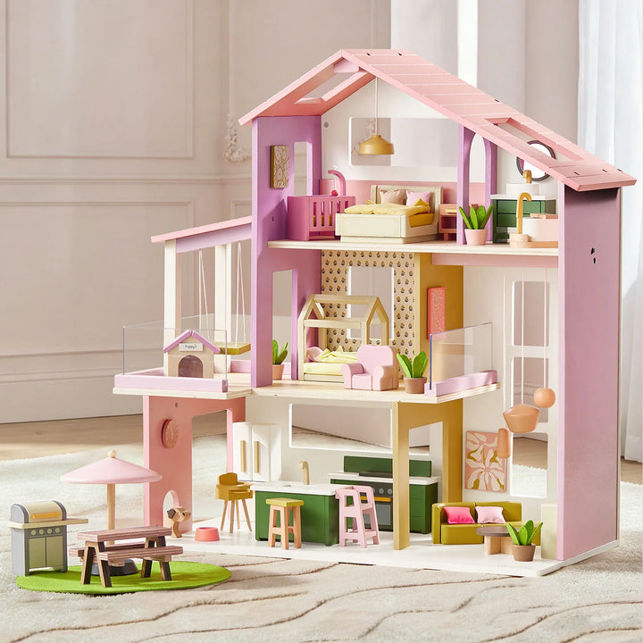Tiny Land® Sweetwood Edge Dollhouse - Green &amp; Pink