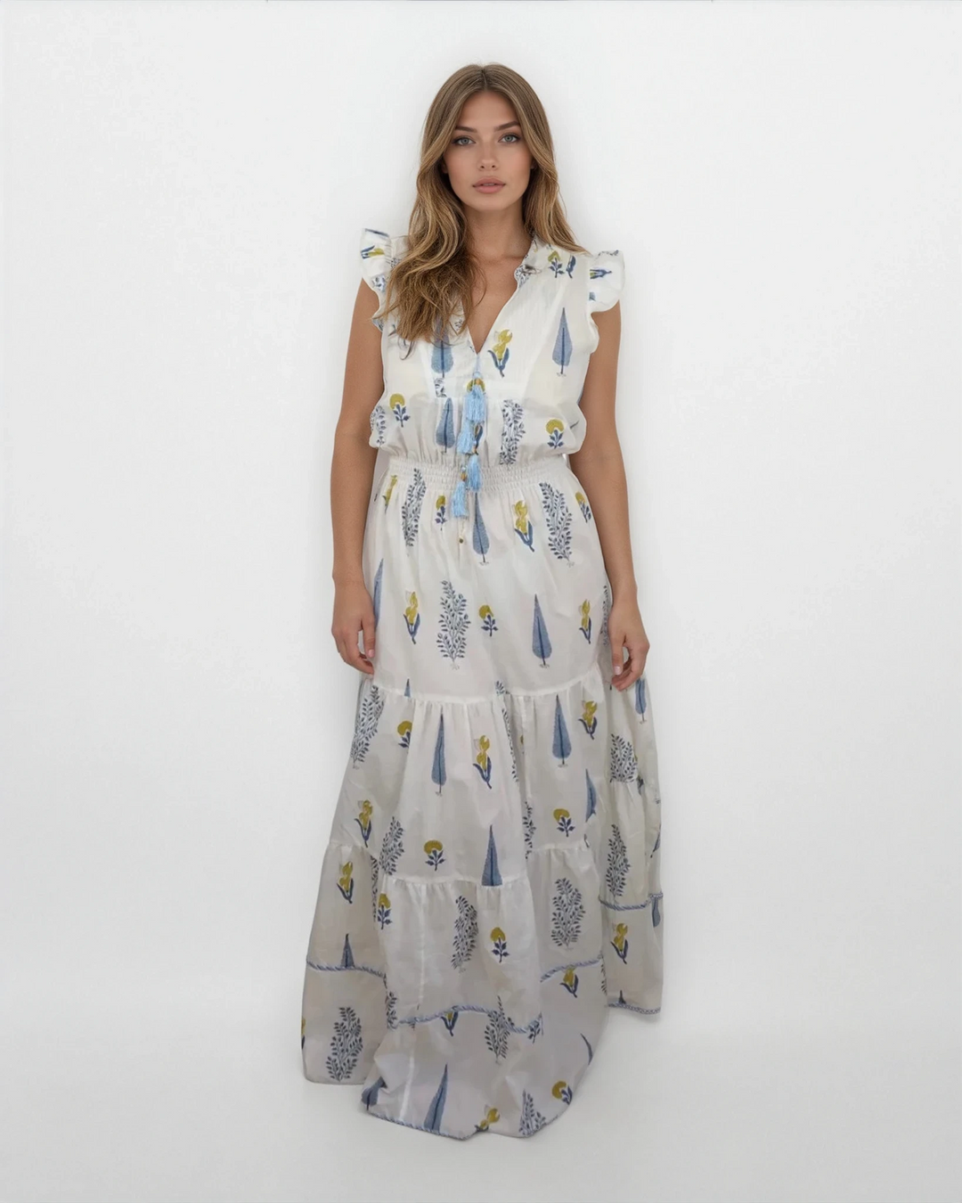 whimsical maxi dress Granite Hues Whimsical Bubble Sleeve Maxi Dress, Taupe Small