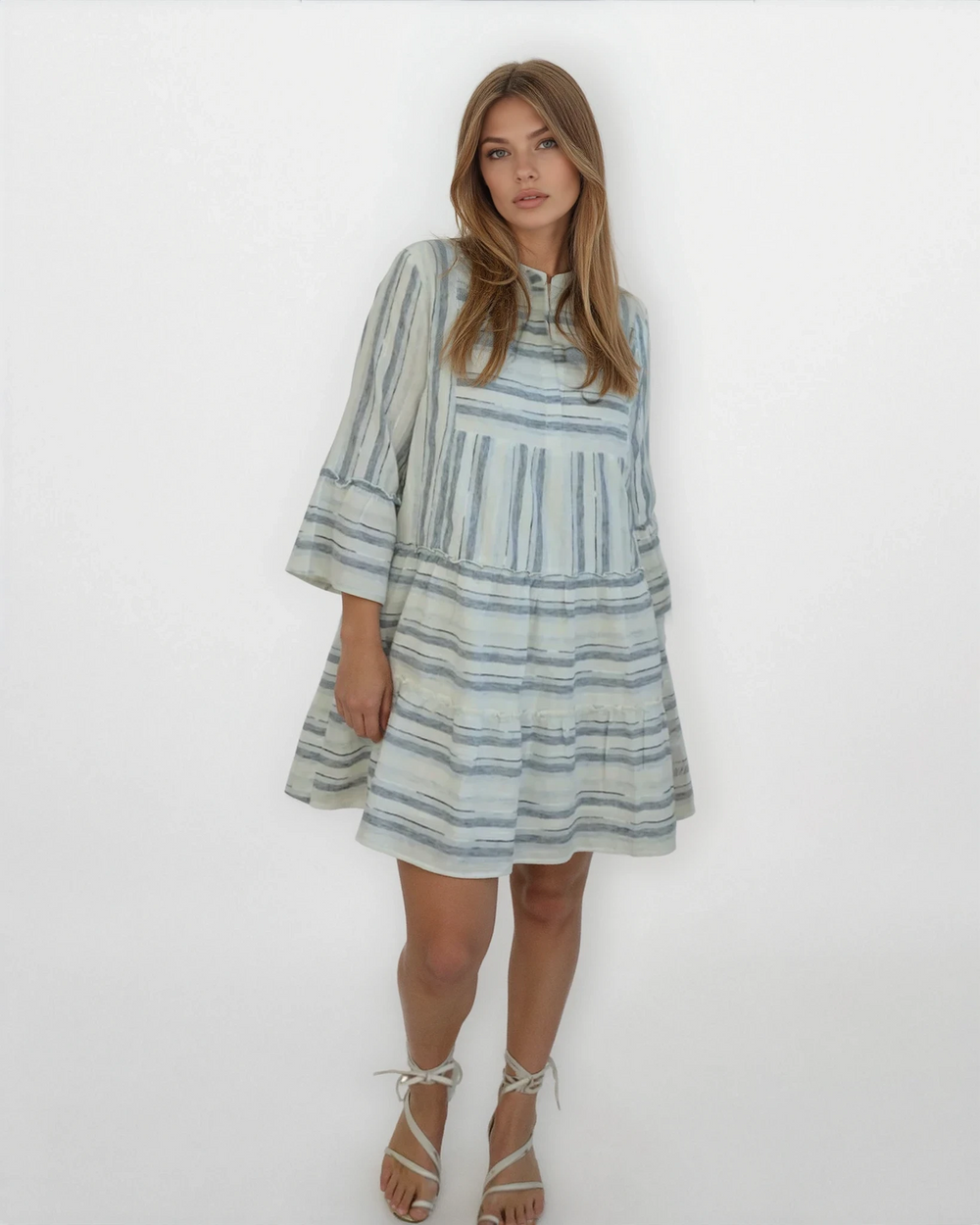 Dylan Mini Dress in Blu Wvn Str from KADOU Boutique