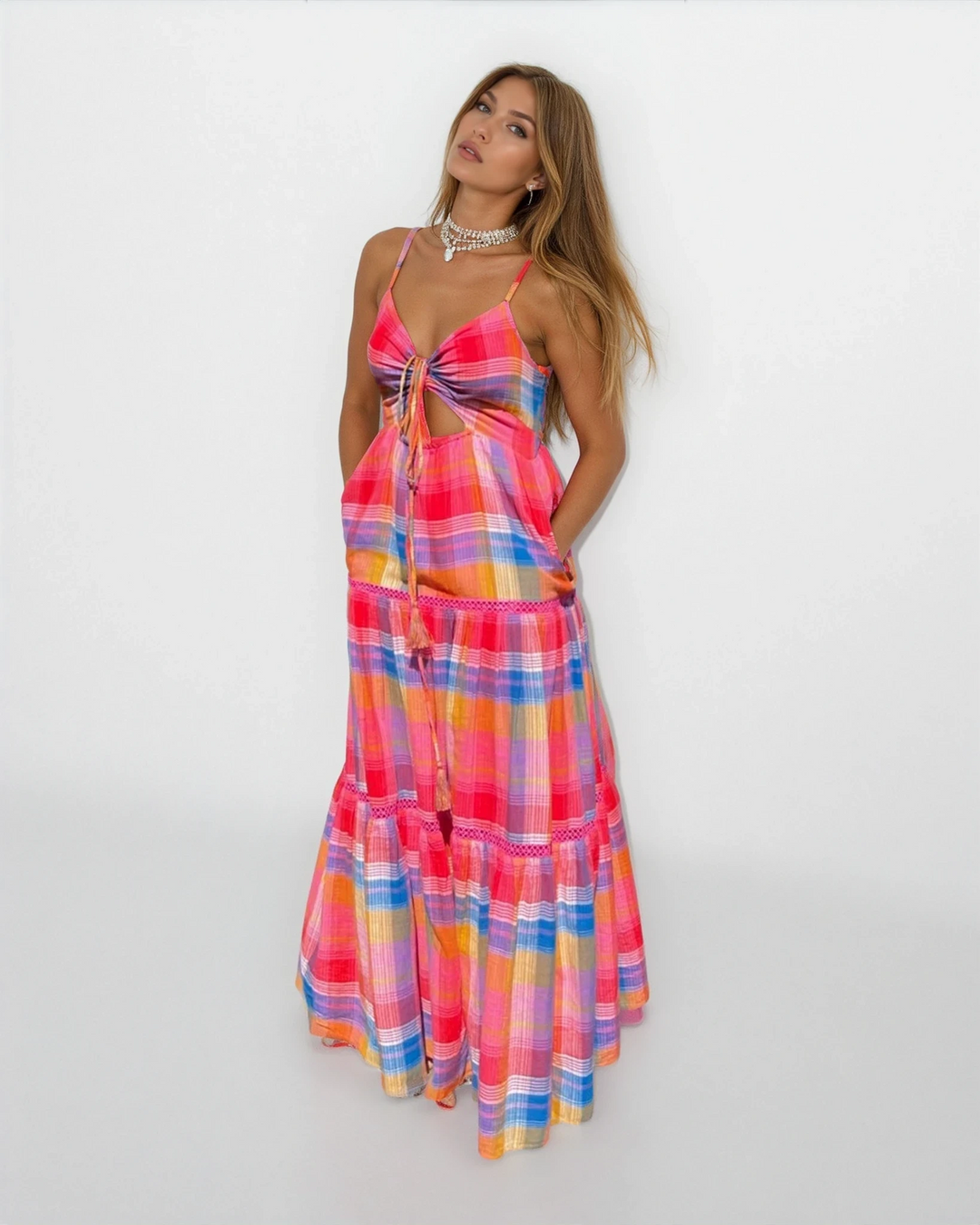 rainbow tiered maxi dress Life Is A Flower Measurements taken from size S Fabulously Dressed Boutique Rainbow Plus