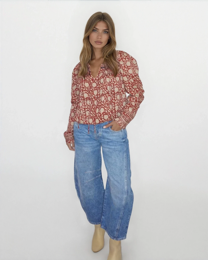 Kennedy Top in Red Lotus from KADOU Boutique